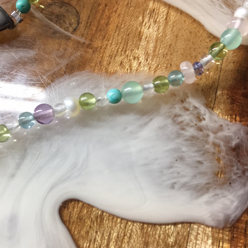 Sterling Silver Bird Multiple Gemstone Beaded Cho… - image 5